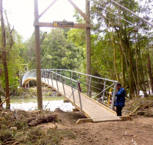 Swing bridge river pathways