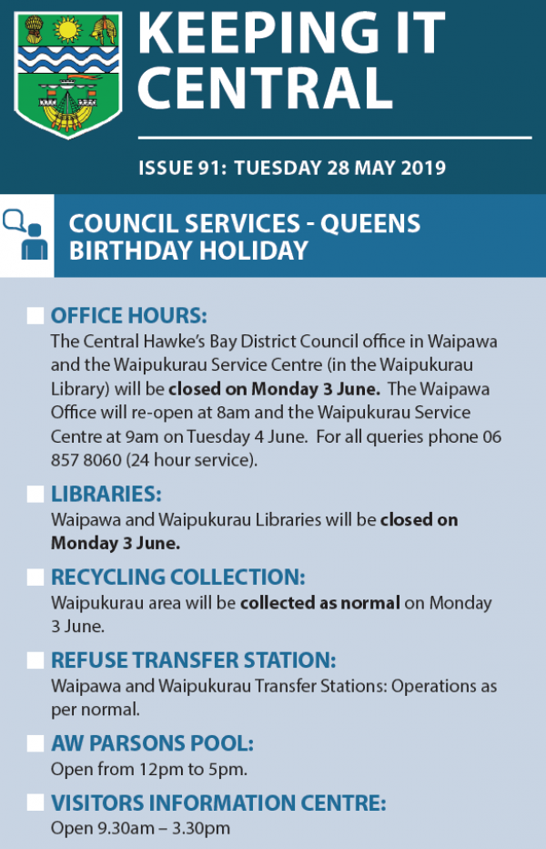 Council Services Queens Birthday 2019